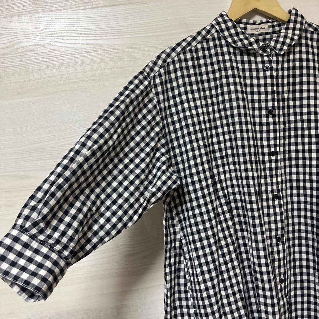 美品【サマンサモスモス】リネン100％ チェック柄半袖ロング