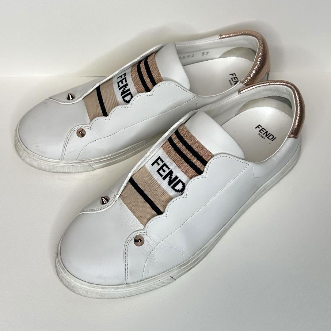FENDY スニーカー FENDI Men's Sneakers Size UK7 Calf Leather Black Bag Bugs