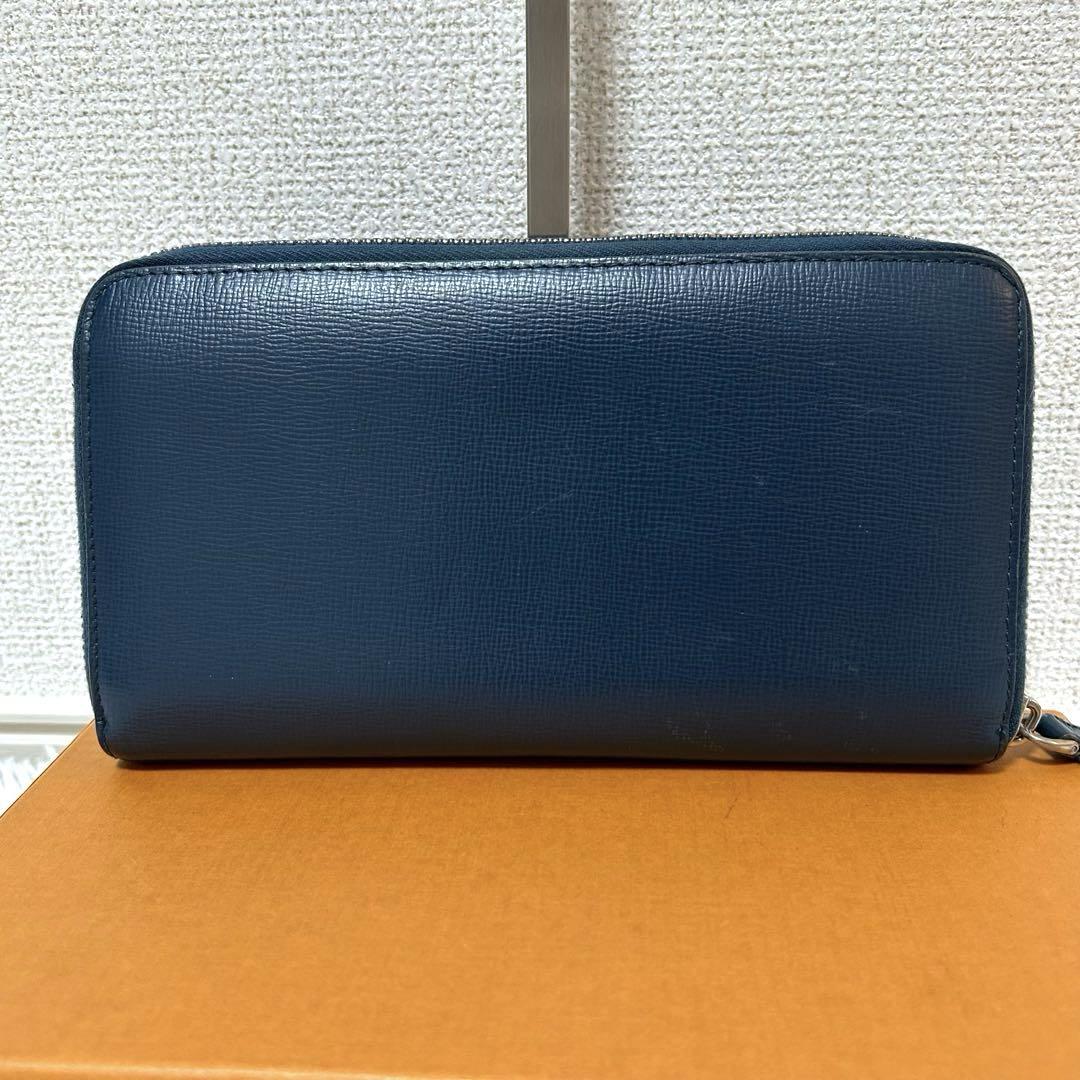 【希少カラー✨オーガナイザー/美品】バーバリー　長財布　ブルー　レザー　男女　稀