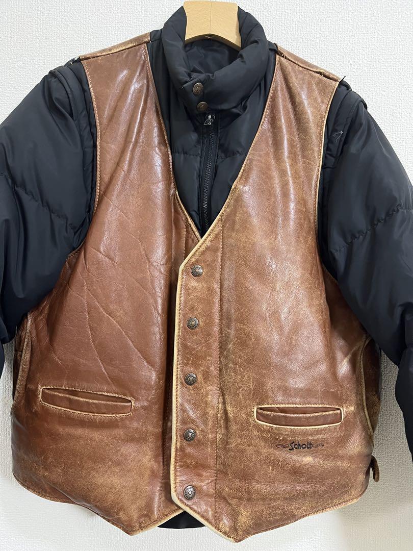 80s schott レザーダウンジャケット