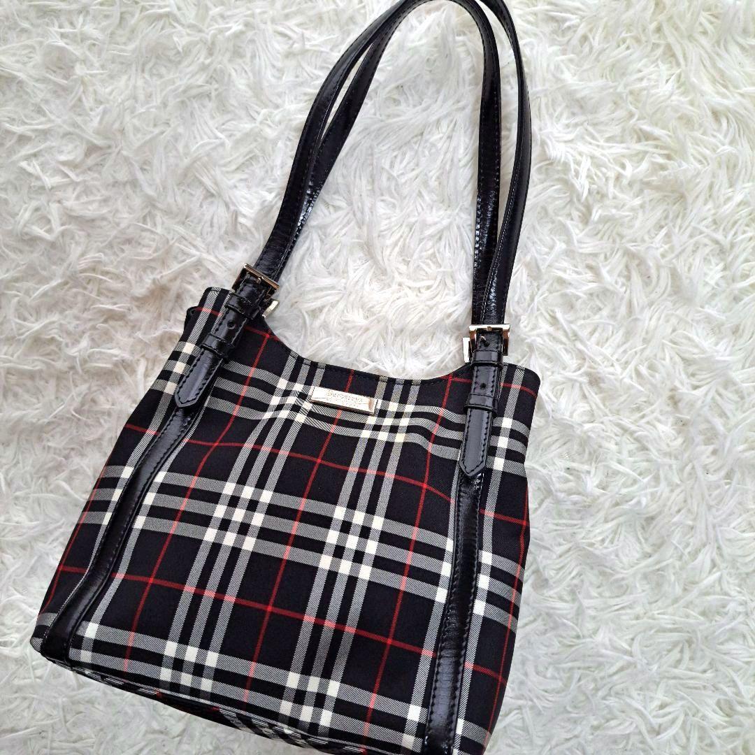 【美品 BURBERRY BLUE LABEL】ノバチェックナイロントートバッグ