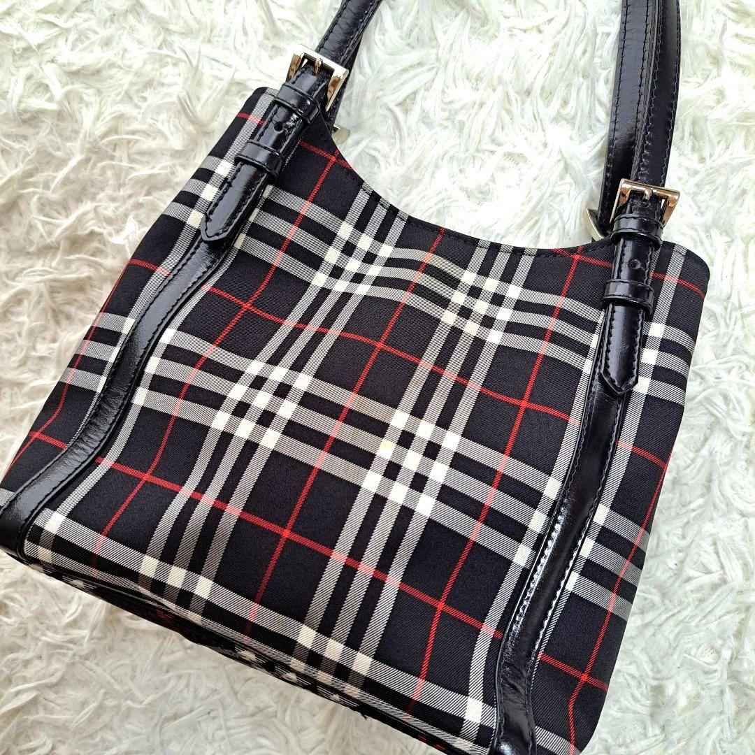 【美品 BURBERRY BLUE LABEL】ノバチェックナイロントートバッグ