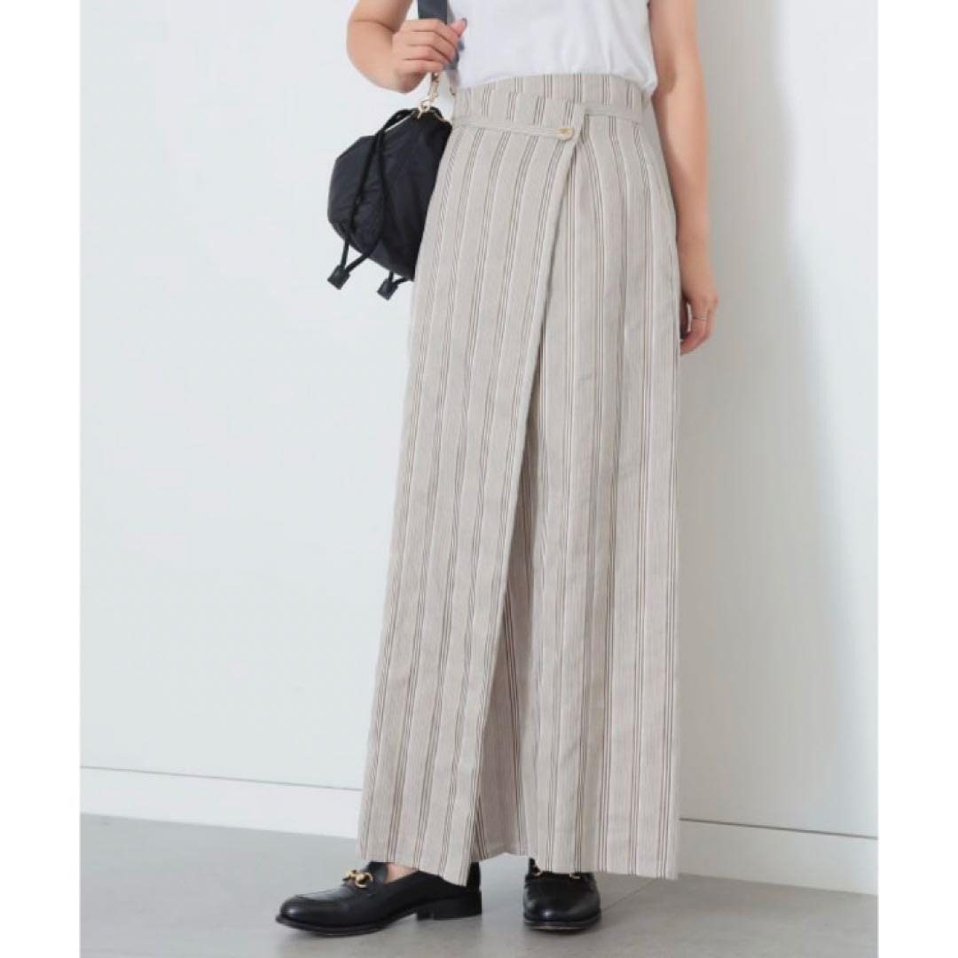 demi-luxe beams リネン混 ストライプ スカート