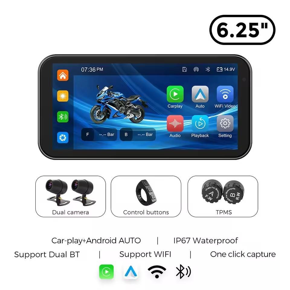 バイク　スマートモニター　ドラレコ　空気圧センサー GPSリモコン　美品 バイク用 6.25インチ スマートモニター ドライブレコーダー