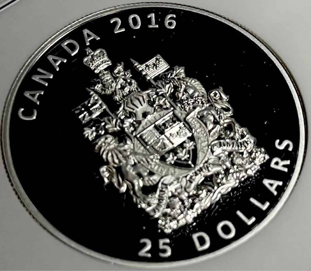 最高鑑定FR2016年25ドルカナダ銀貨ピエフォートNGC PF70UC紋章 画像14