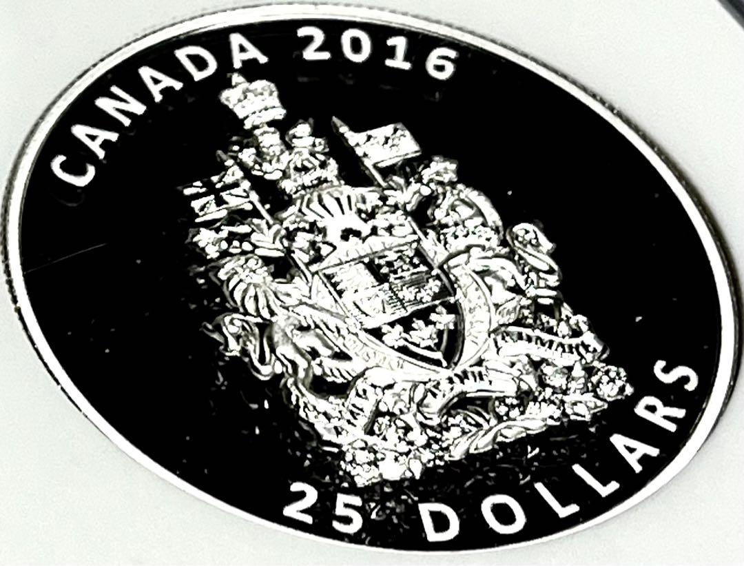 最高鑑定FR2016年25ドルカナダ銀貨ピエフォートNGC PF70UC紋章 画像5