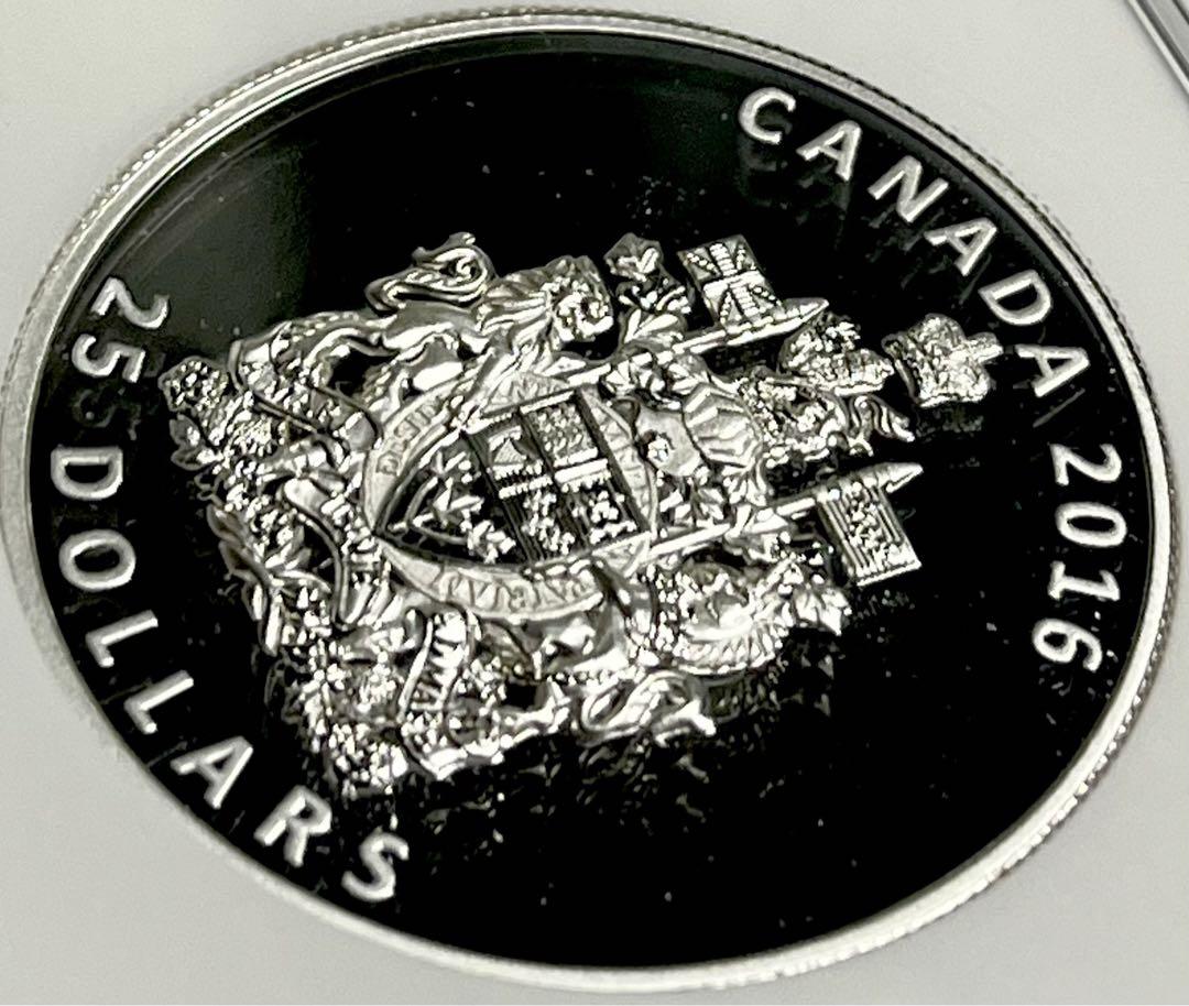 最高鑑定FR2016年25ドルカナダ銀貨ピエフォートNGC PF70UC紋章 画像7