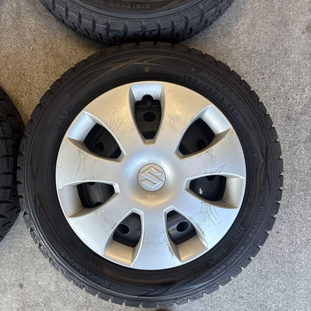 155 65R13 ダンロップ スタッドレス スズキ純正スチールホイールセット