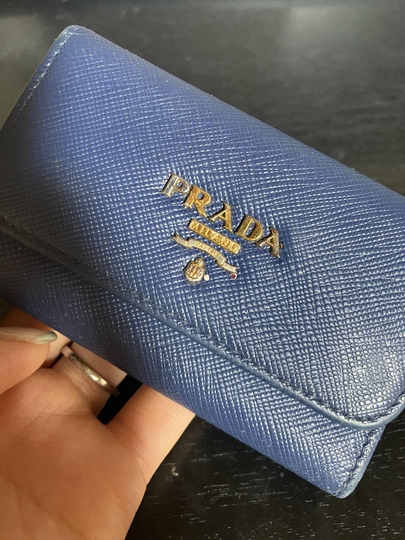 PRADA レザーキーケース 青 - メルカリ