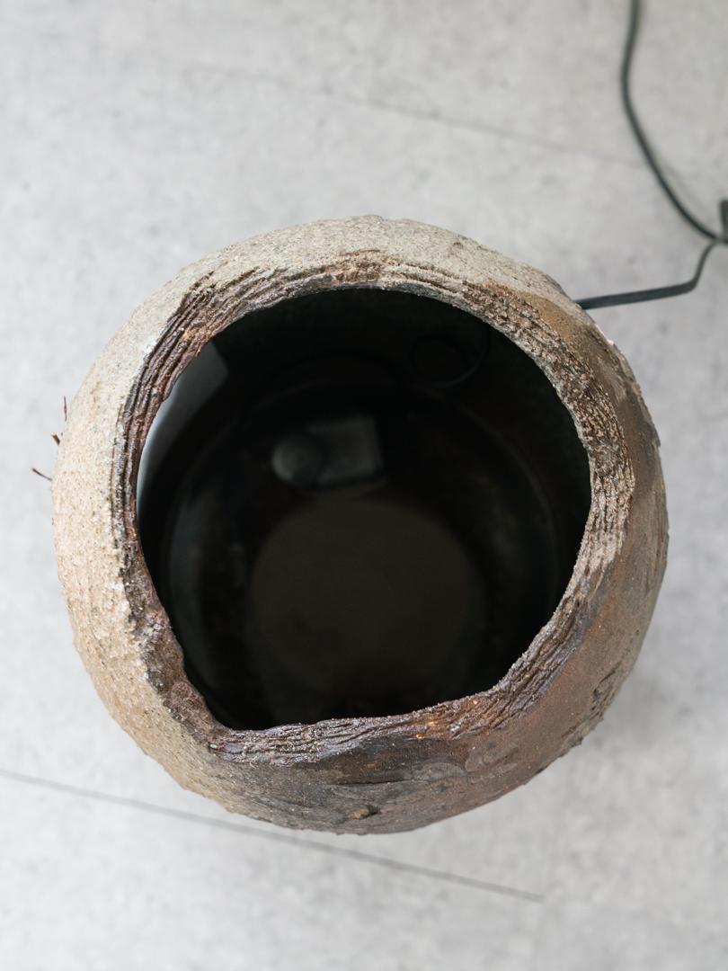 和モダン 信楽焼 つくばい照明 灯り オブジェ 陶器 ライト 什器