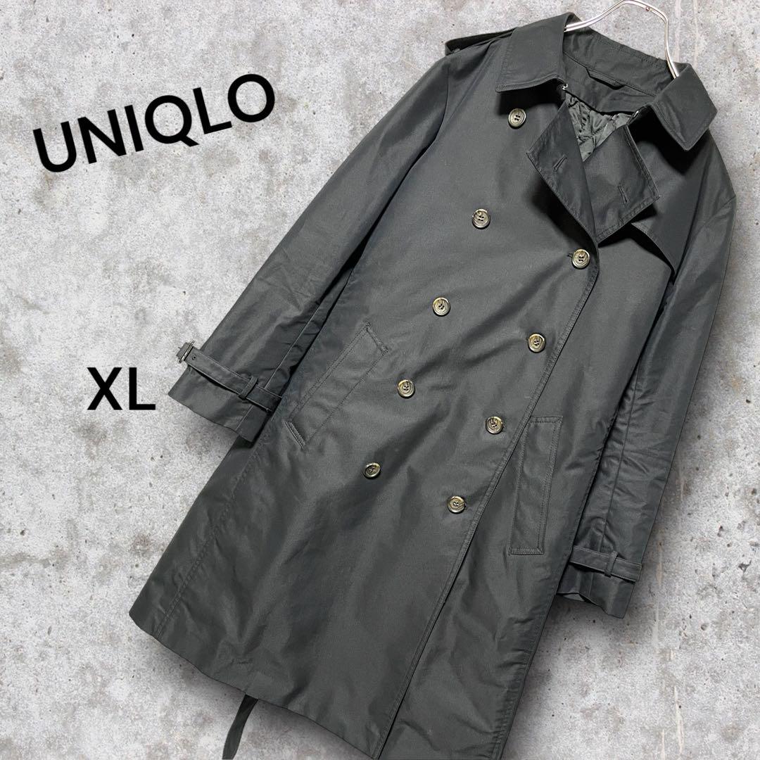 【通販激安】 ブラック トレンチコート ユニクロ UNIQLO XL ロングコート 美品 ジャケット・アウター