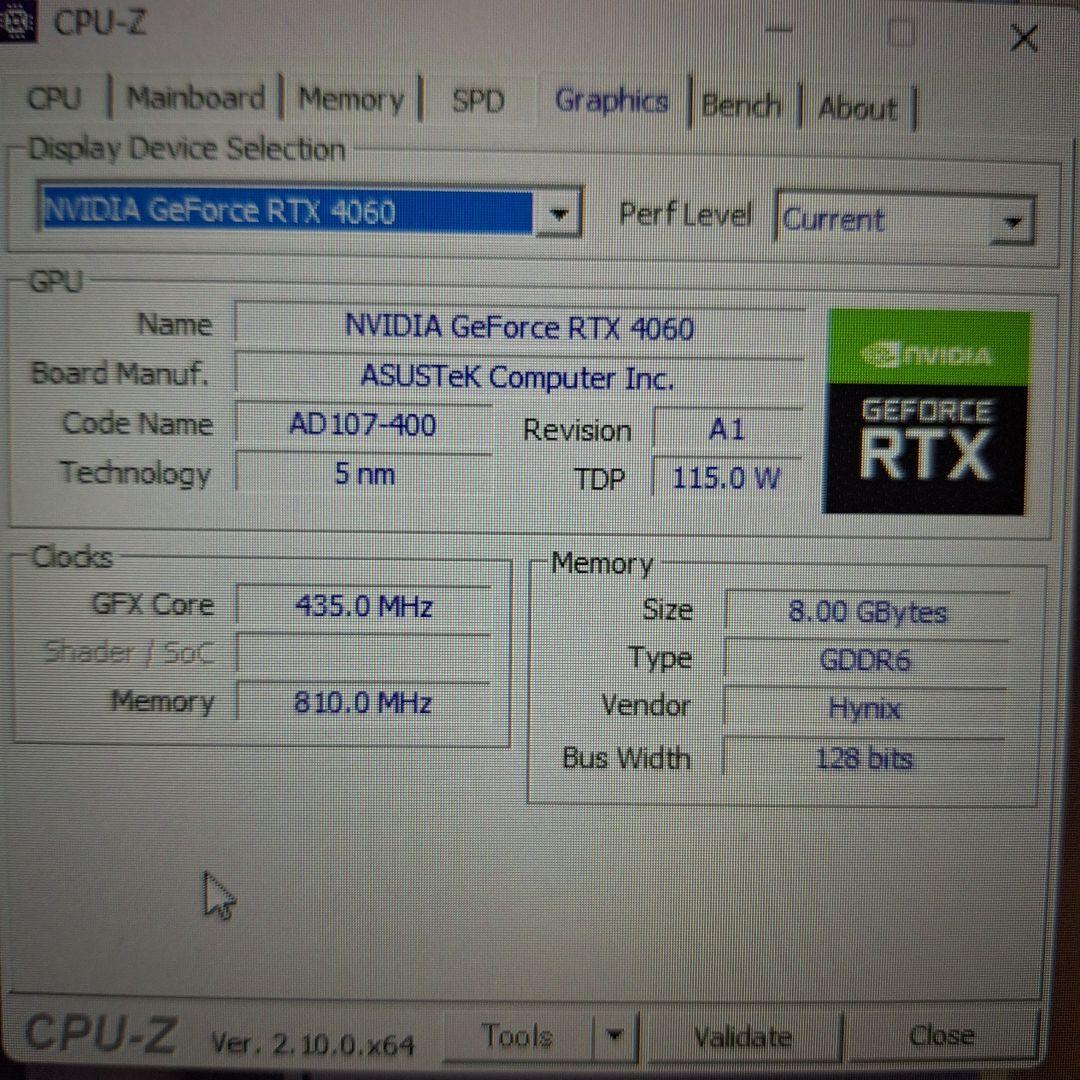 ASUS DUAL-RTX4060-O8G-EVO 本体のみ