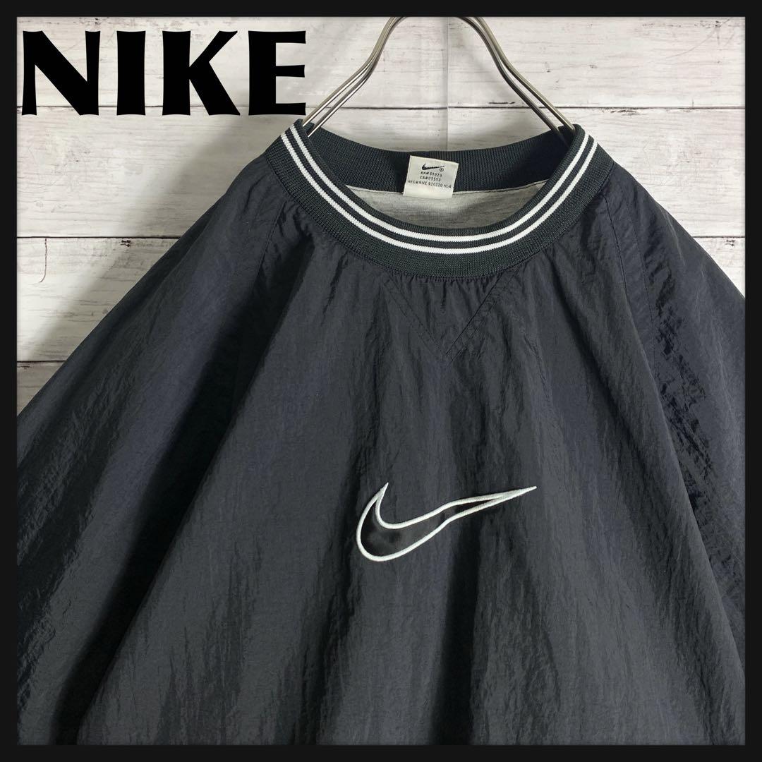 古着 90s ナイキ NIKE ナイロンプルオーバー ゲームシャツ 刺繍ロゴ