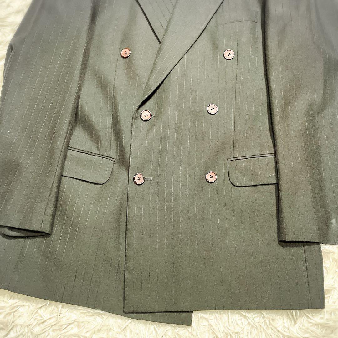 ヴィンテージ ダブル スーツ セットアップ ストライプ ブラック 黒 XL相当 ヴィンテージ ダブル スーツ セットアップ ストライプ ブラック 黒 XL相当