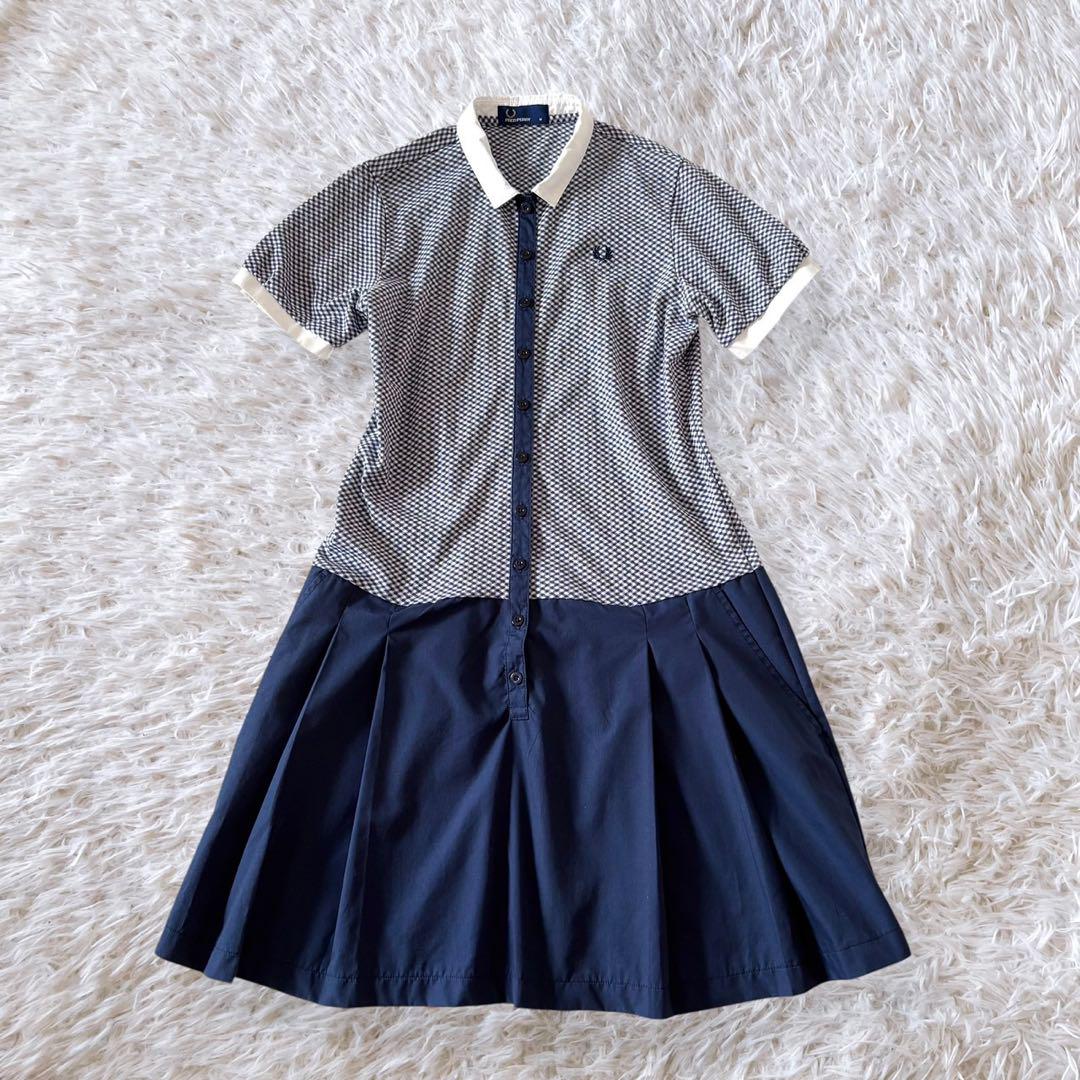 FRED PERRY フレッドペリー ドッキングワンピース 白襟 ネイビー