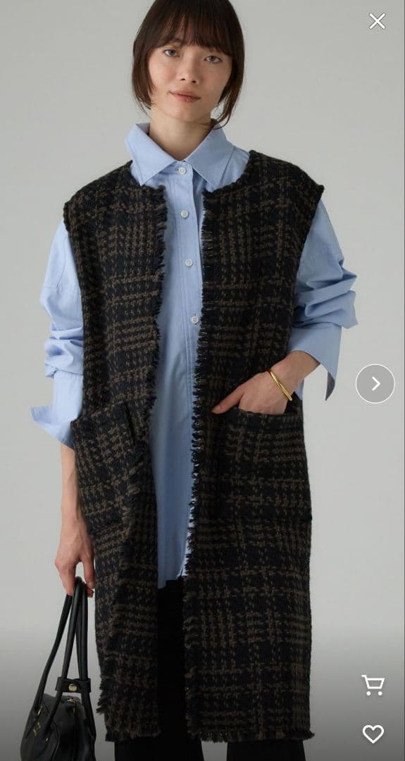 john branigan ジレ ニットベスト スリーブレス チェックFREE SIZE・John branigan