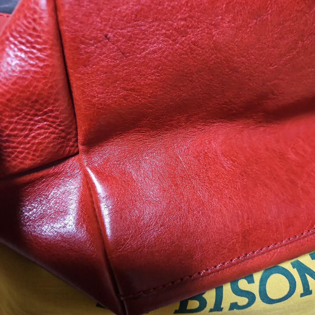 「売り切り価格】　IL BISONTE レザー トートバッグ レッド/ブラック