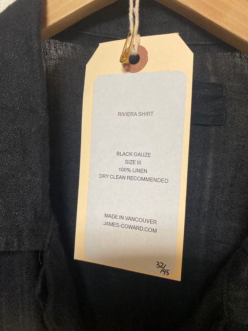 JAMES COWARD RIVIERA SHIRT リネン サイズ3 ブラック