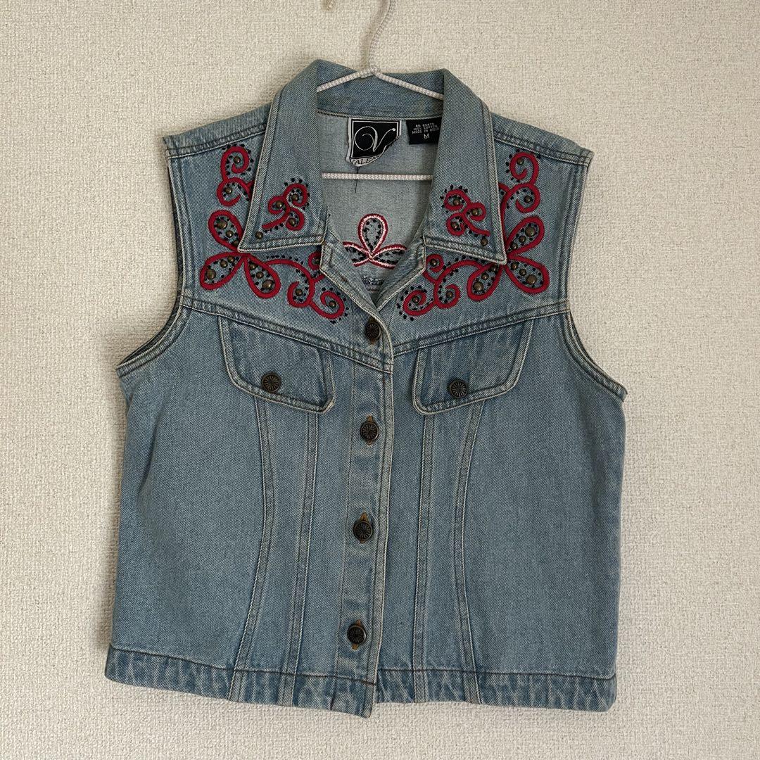 刺繍デニムベスト itimi shury