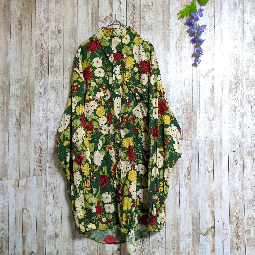 【カールヘルム】花柄アロハシャツ☆90s☆ワイドシルエット☆ヴィンテージ