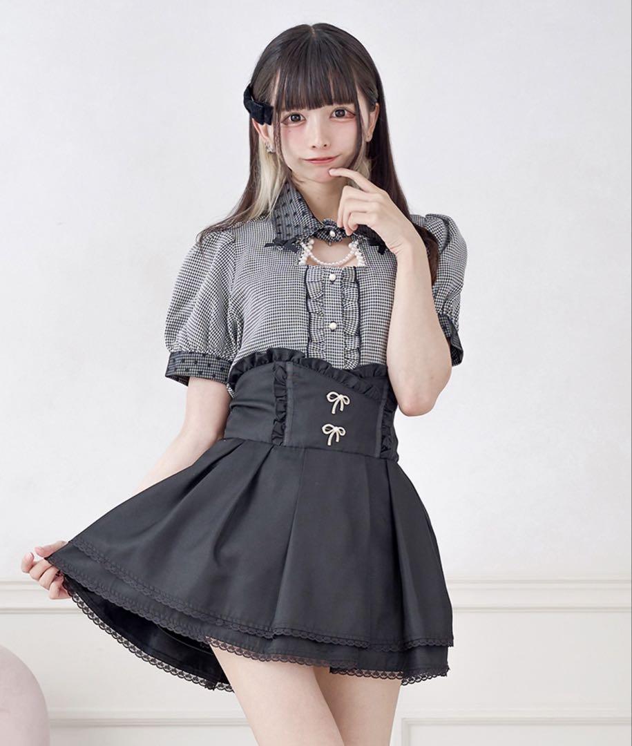 palelfy パルエルフィー 千鳥チェックブラウス 半袖 夏服 トップス