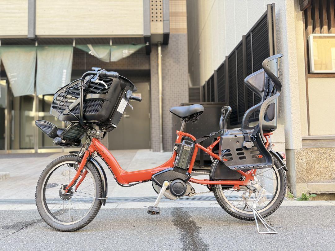 子供乗せ　3人　ブリヂストン　オレンジ 電動アシスト自転車 チャイルドシート付き