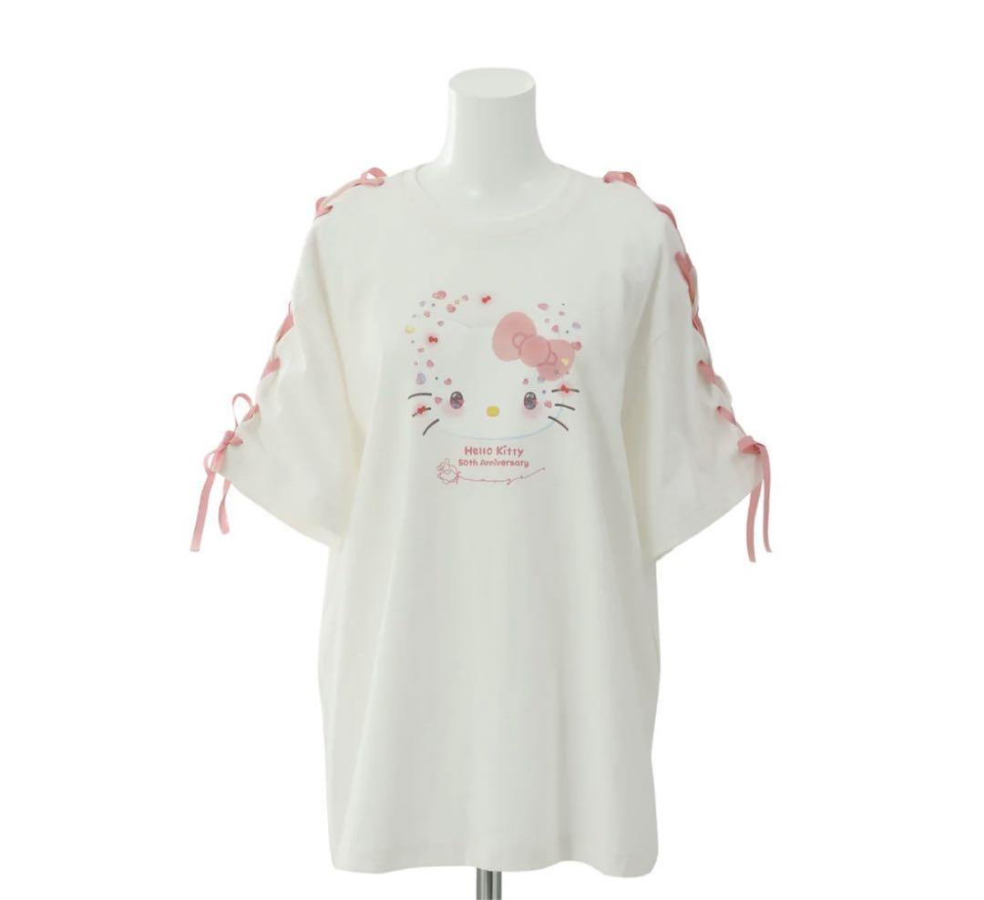 AngeCharmeハローキティ50周年 レースアップビッグTシャツ