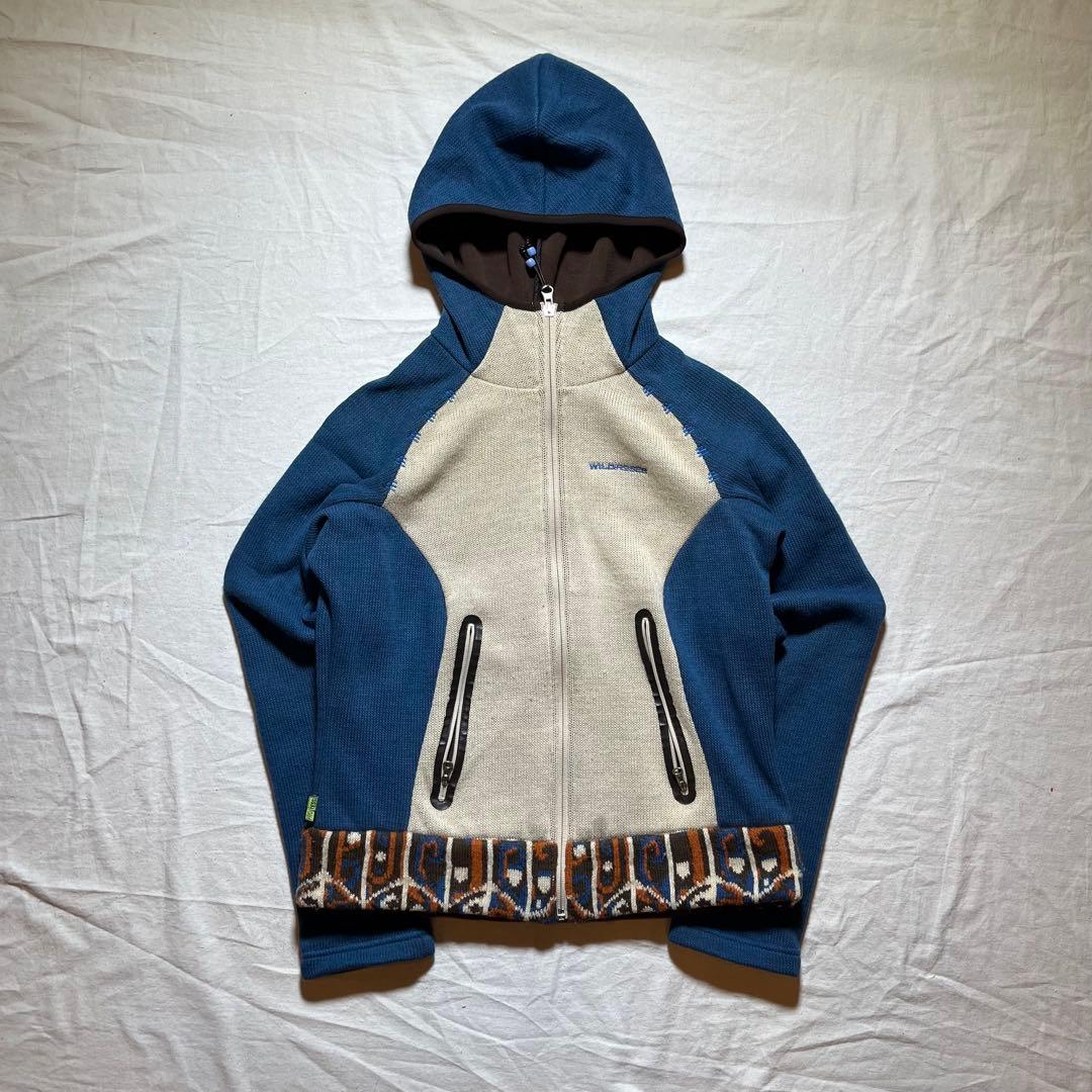 Y2K knit hoodie ニット パーカーS