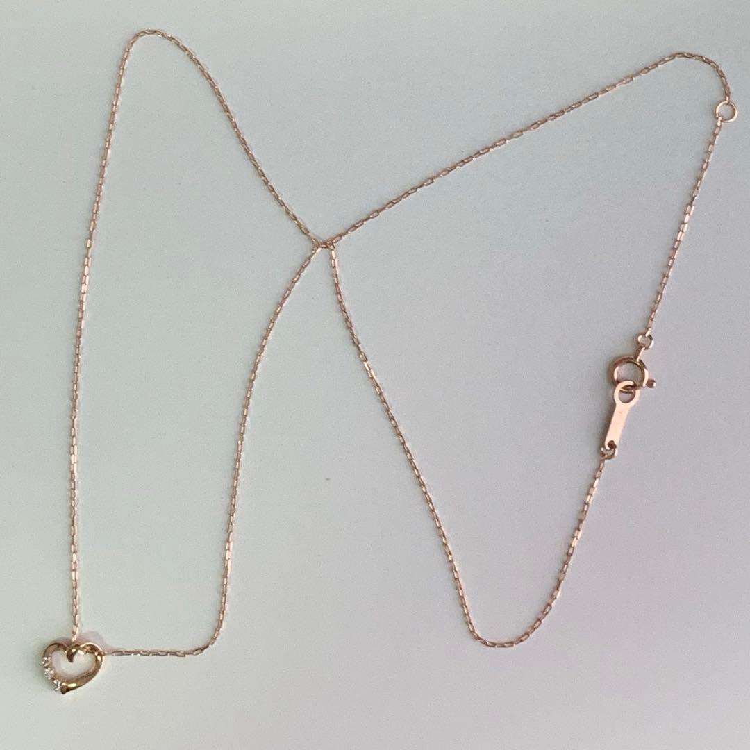 4℃ K10 ダイヤモンド オープンハートネックレス ピンクゴールド 4℃ K10 ダイヤモンド オープンハートネックレス ピンクゴールド