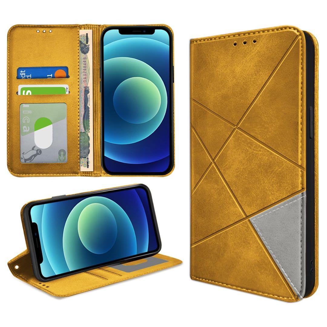iPhone 12 Pro手帳型ケース PUレザー マグネット式 ブラウン新品、♥