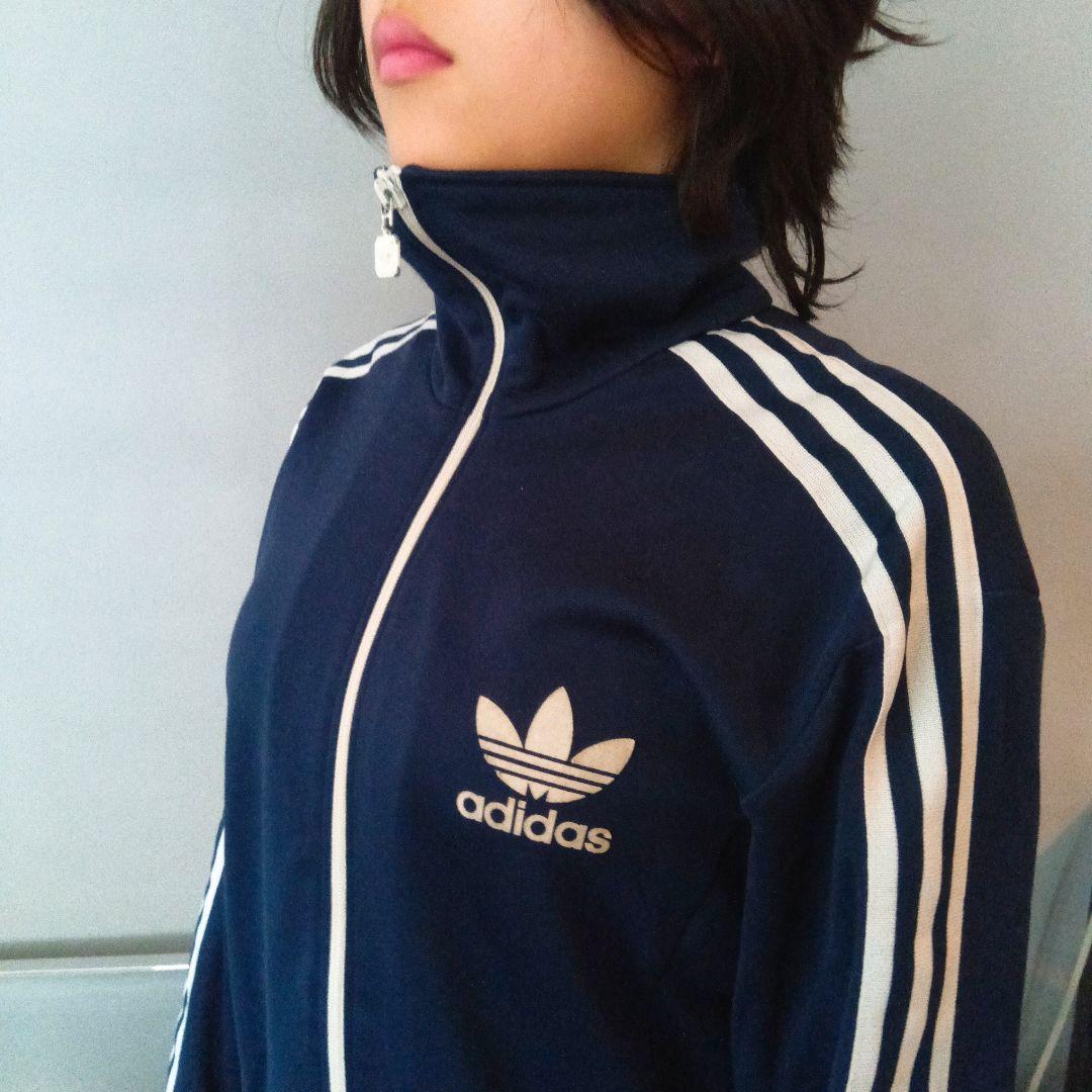 adidas ネイビー ヨーロッパ　トラックジャケット　ジャージ　長襟