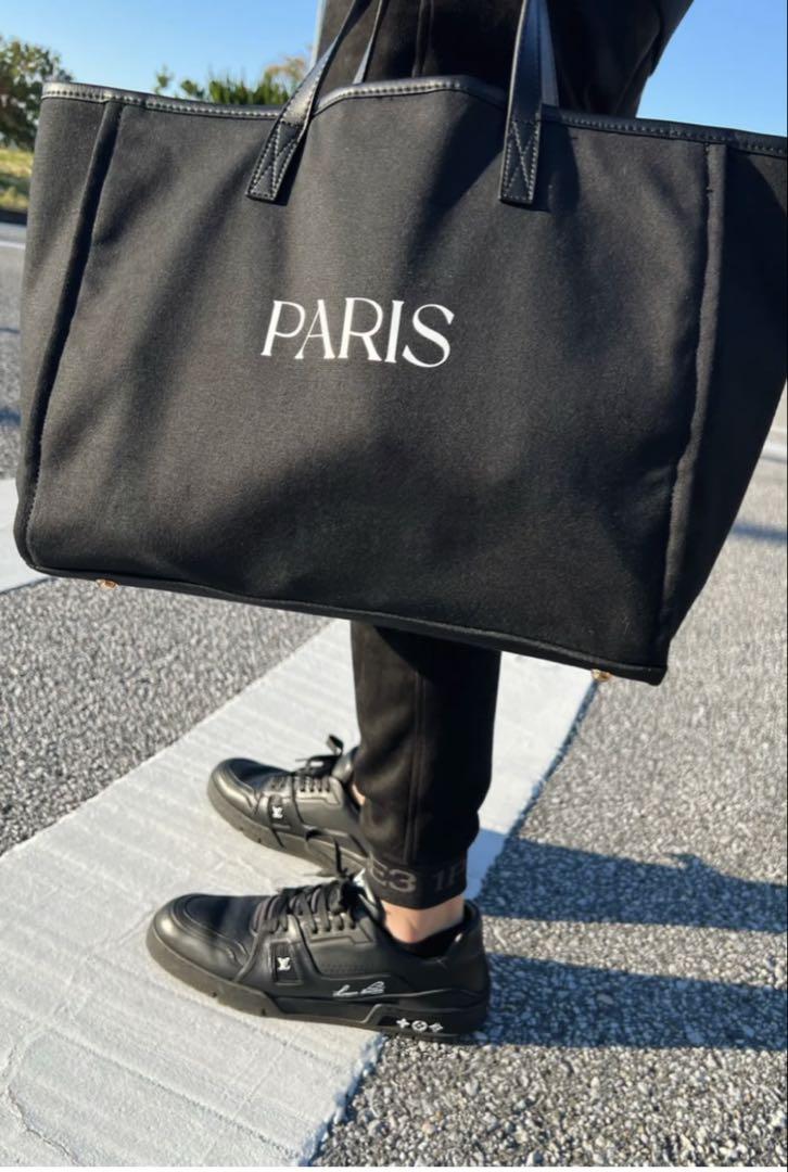 PARISロゴ ブラックキャンバストートバッグ