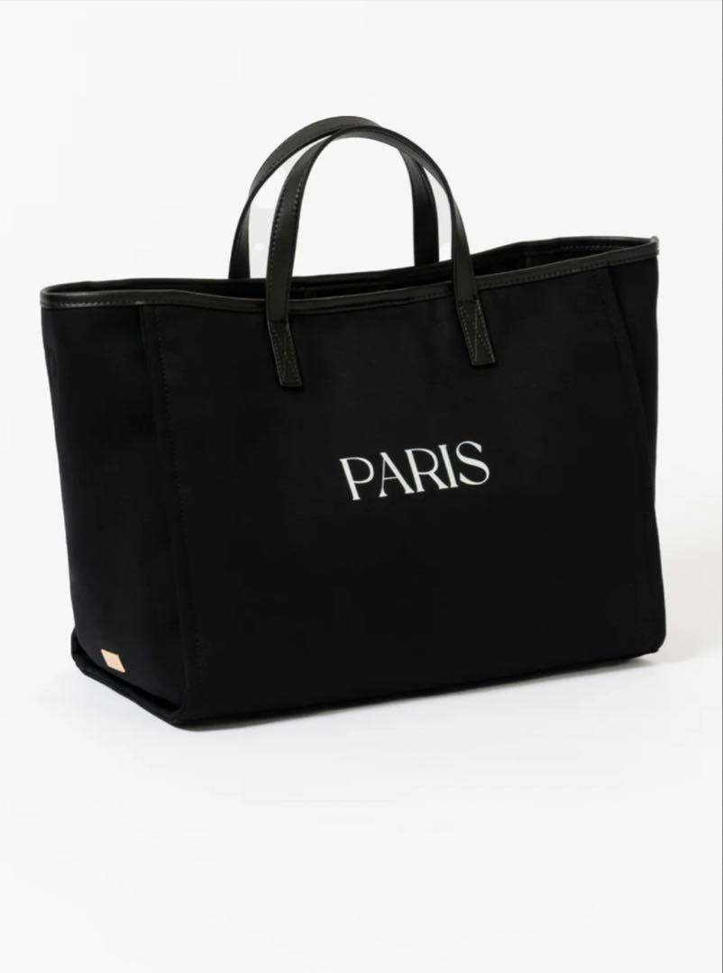 PARISロゴ ブラックキャンバストートバッグ