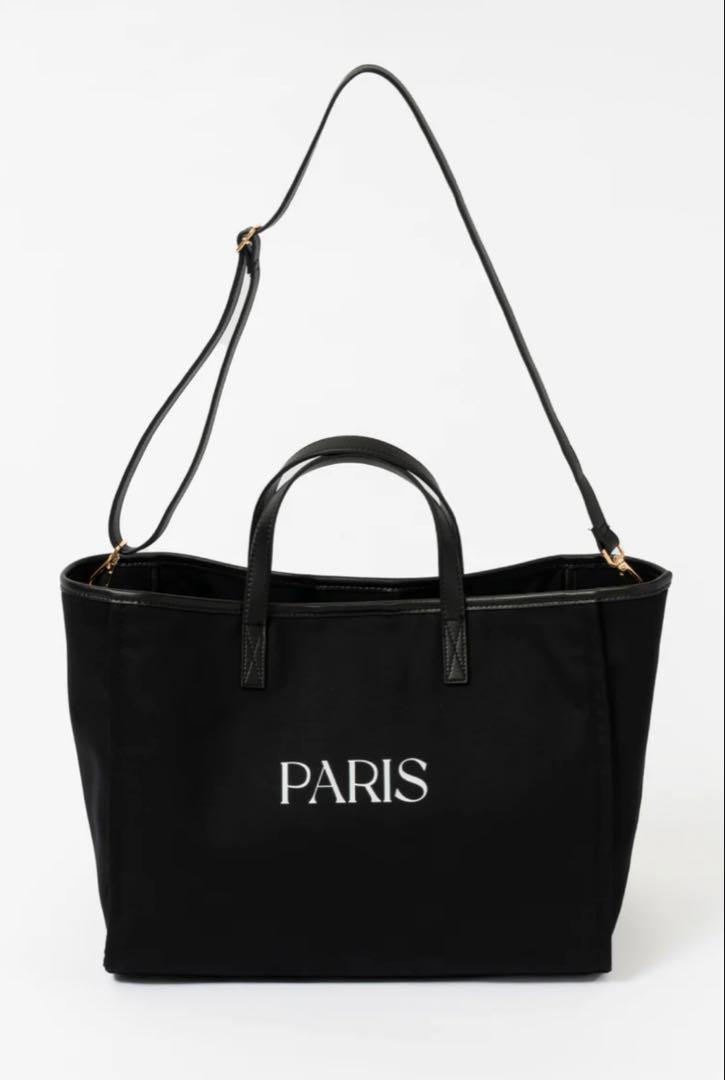 PARISロゴ ブラックキャンバストートバッグ