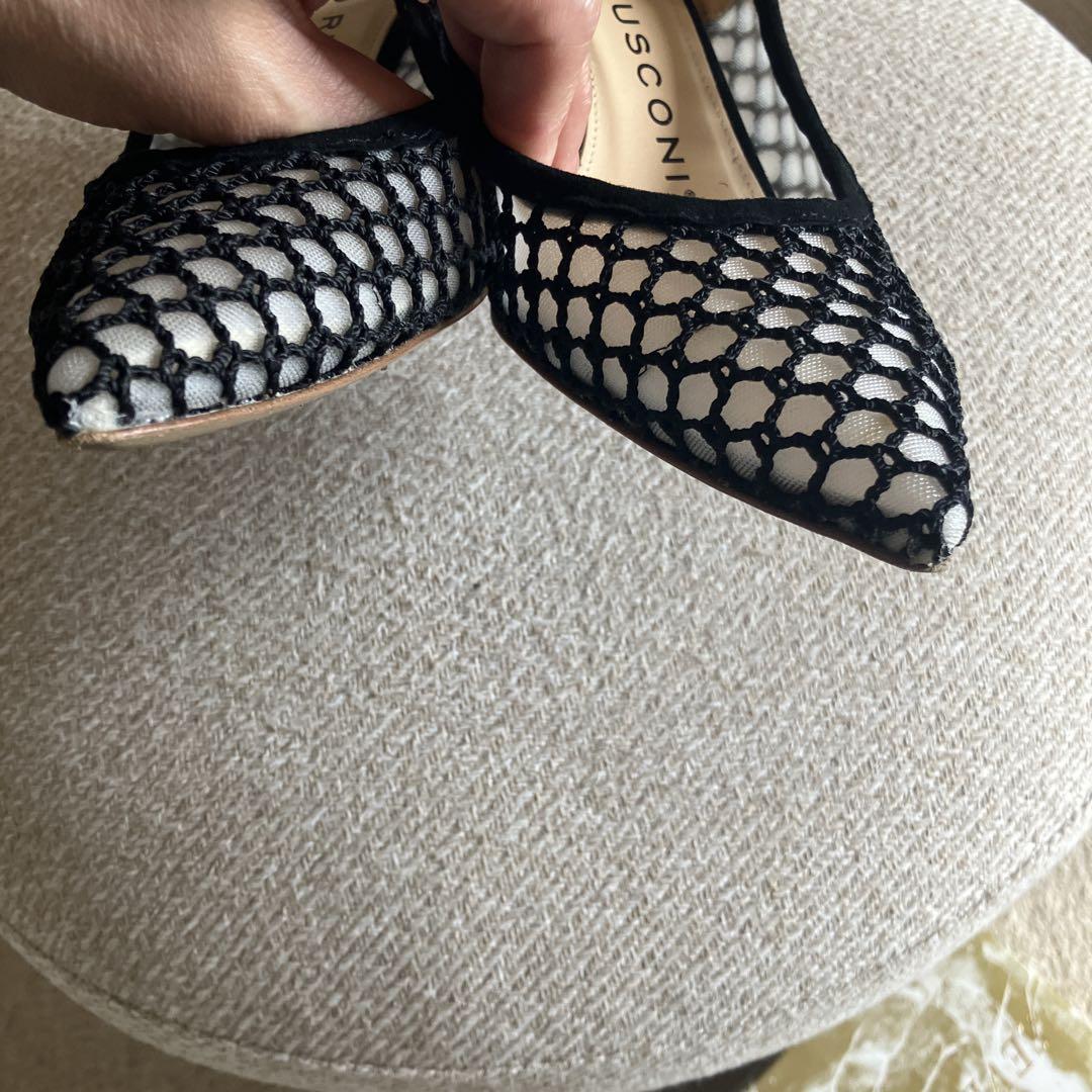 FABIO RUSCONI メッシュスリングバックパンプス　38