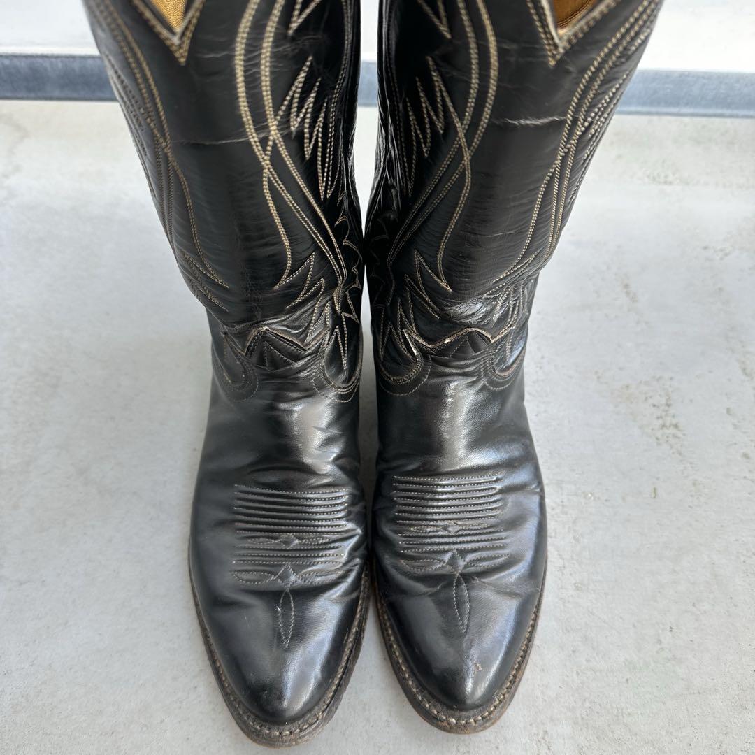 70s トニーラマ Tony Lama ウエスタンブーツ 25cm 7位 黒タグ