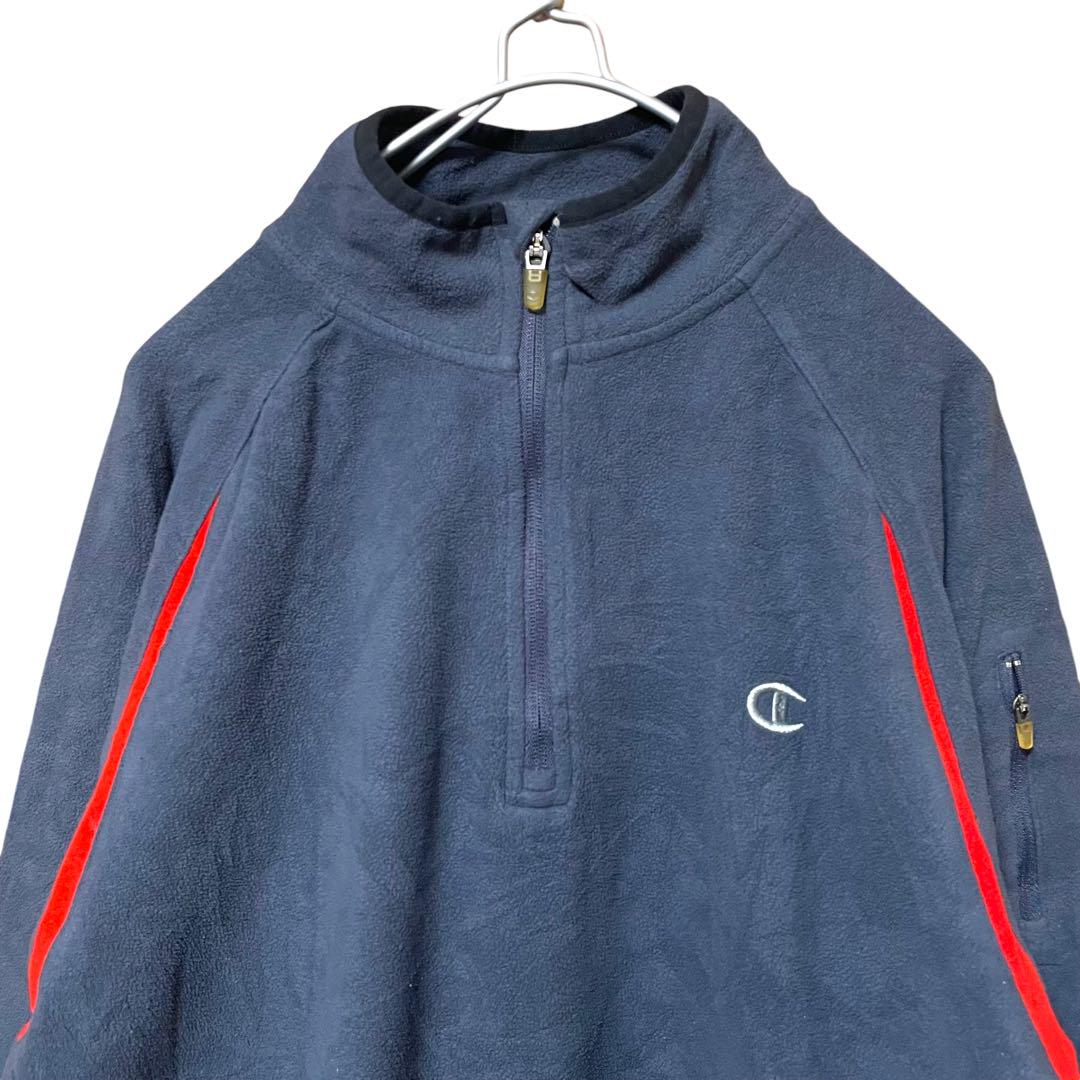 Champion ハーフジップ フリース プルオーバー チャンピオン 刺繍 古着