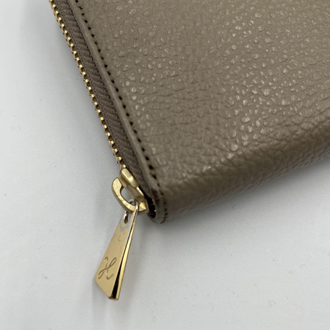 【めっちゃ変わる】 傳濱野 ✨良品✨denHAMANO ミーティアウォレット シボ ベージュ 小物