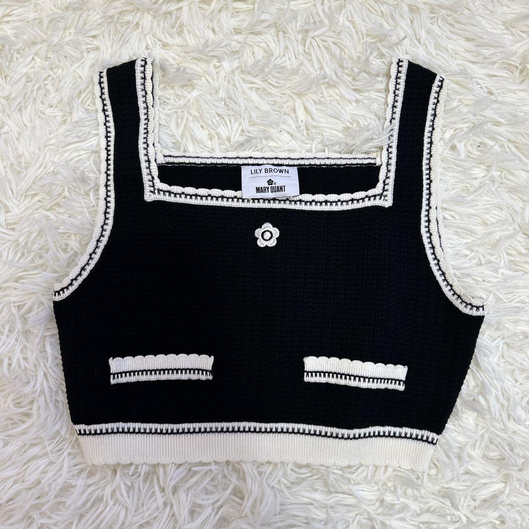 Lily Brown ×MARY QUANT バイカラーパフニットカーディガン