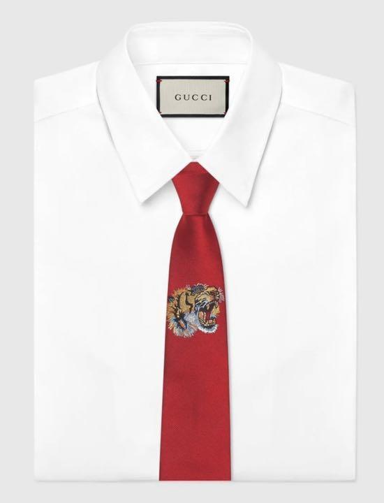 GUCCIタイガーアンダーノットシルクタイ