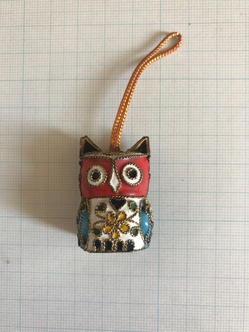 七宝焼　フクロウ　ストラップ　キーホルダー　魔除け　工芸品