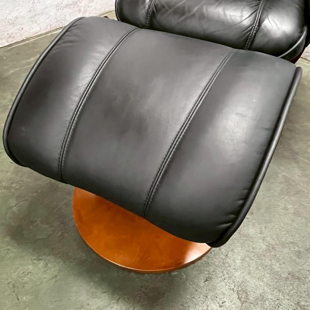 革張り パーソナルチェア オットマン ブラック リクライニングチェア A0832 革張り パーソナルチェア オットマン ブラック リクライニングチェア A0832