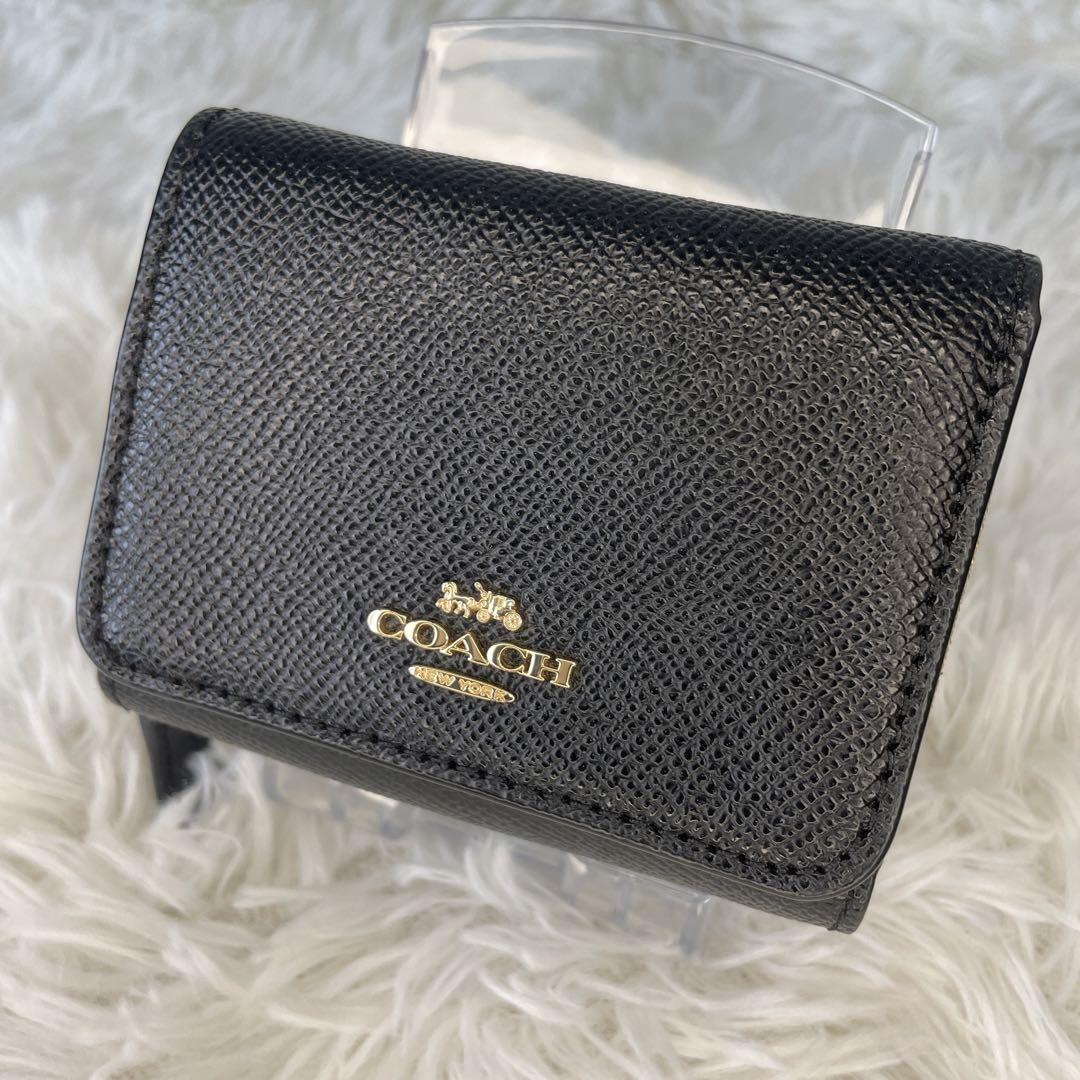 ✨美品✨COACH(コーチ)ブラック レザー 折り財布 メンズ レディース