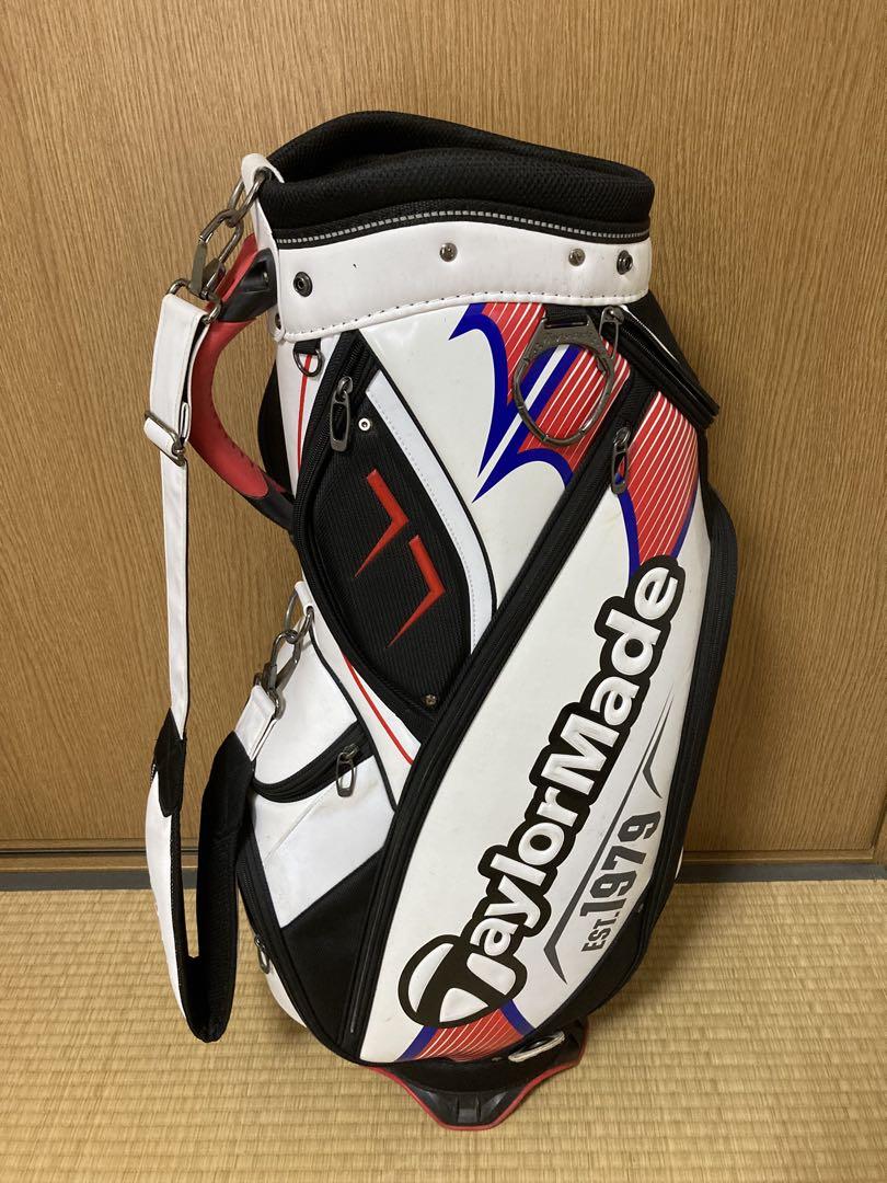 【中古:お手頃価格】 TaylorMade キャディバッグ 白黒赤