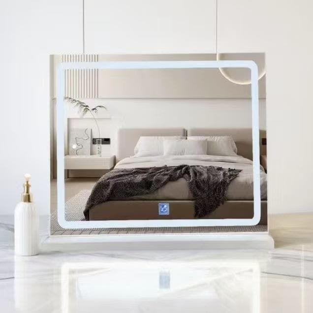 訳あり品　写真をご確認 LEDライト付き長方形卓上ミラー MR02-01