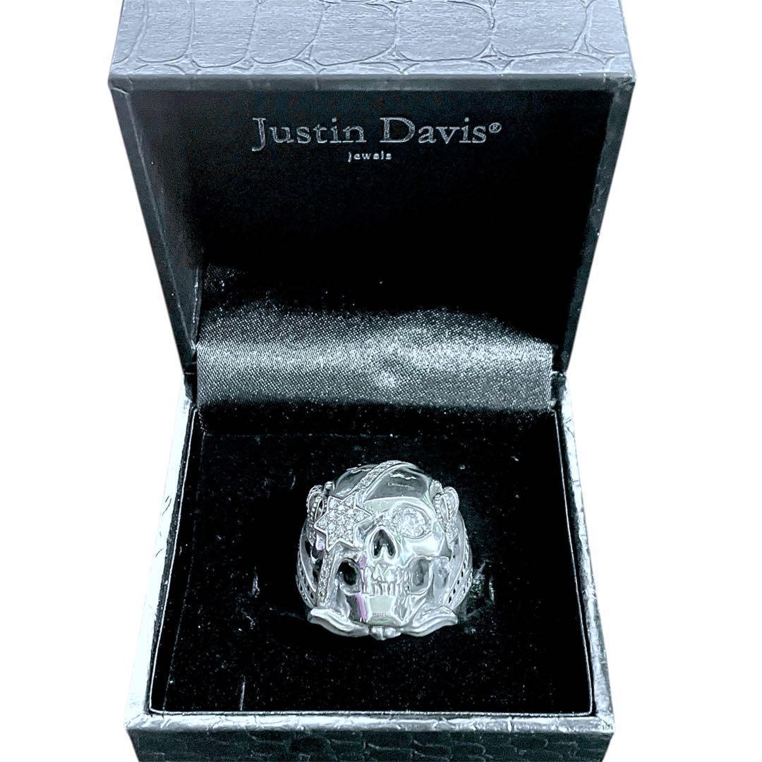 美品 Justin Davis スカルリング 21号 フリーダム シルバー925