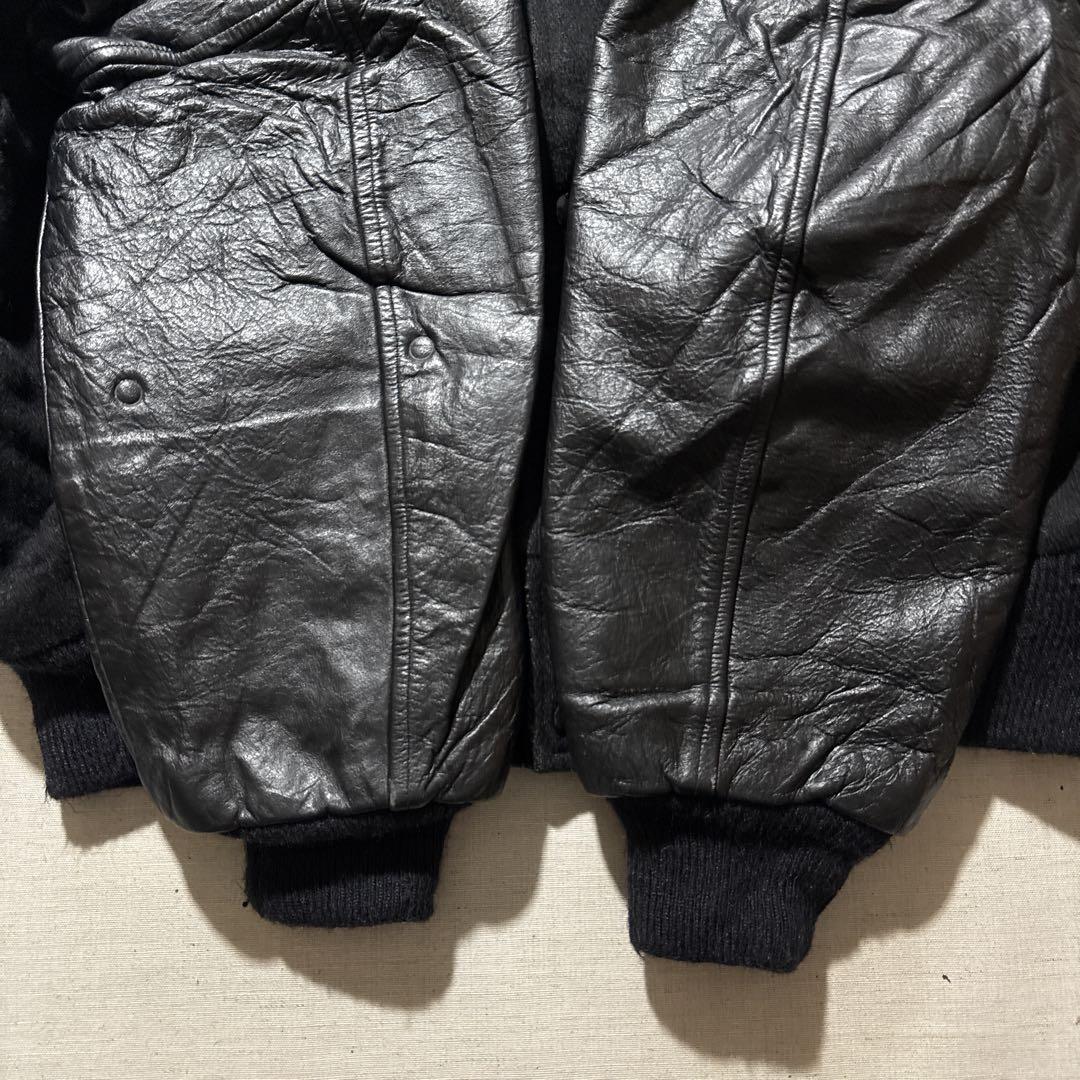 80s USA製 BUTWIN 牛革 本革 袖レザー スタジアムジャケット M