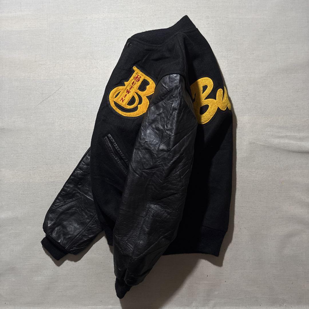 80s USA製 BUTWIN 牛革 本革 袖レザー スタジアムジャケット M