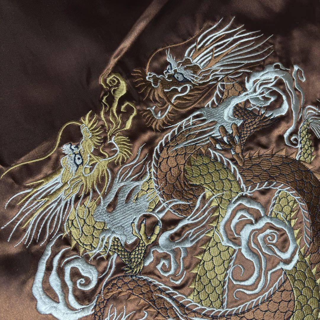 スカジャン　スーベニアジャケット　90s　良配色　龍　横須賀　刺繍　東洋　サテン