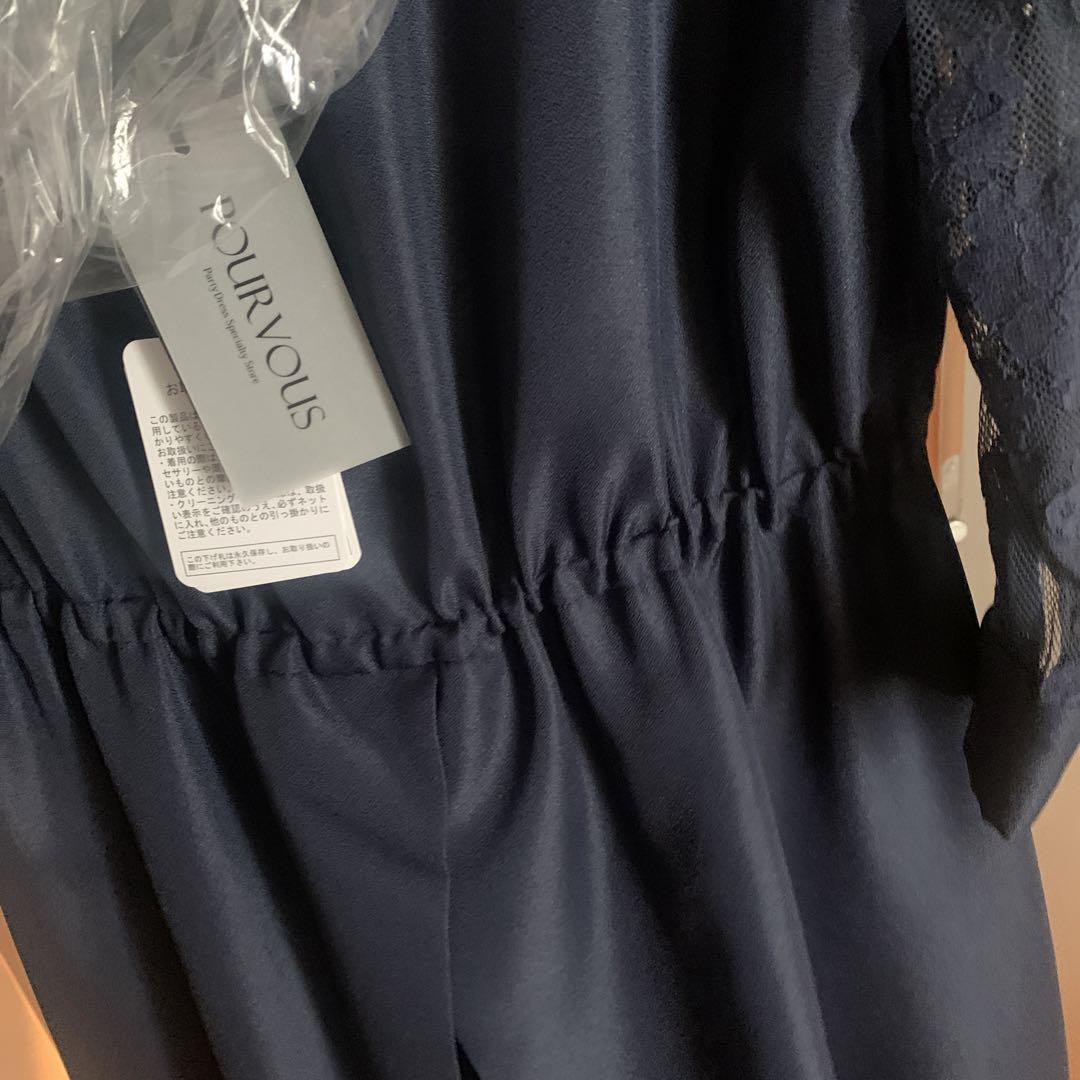 新品pourvous バックプリーツ＆レースリボンドレス